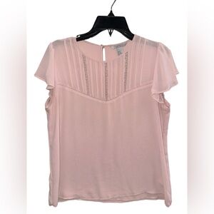 H&M Soft Blush Pink Flutter Sleeve Blouse Size 10